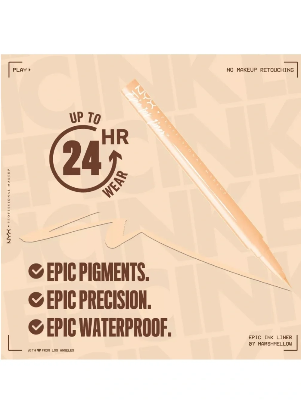 NIB Epic Ink Waterproof Liquid Eyeliner- Marshmallow